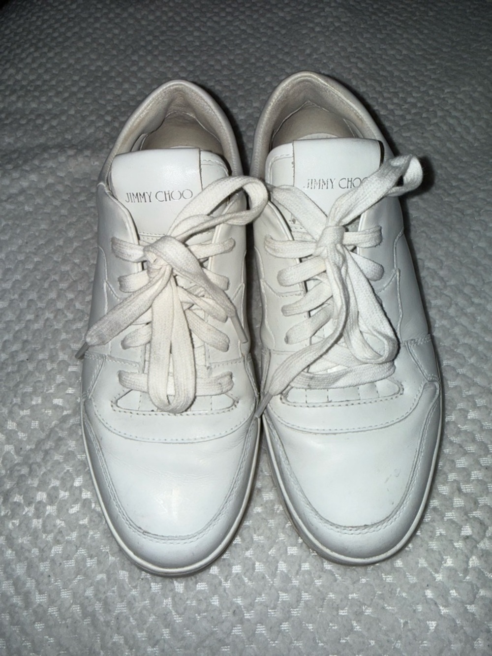 Jimmy Choo White Leather Low-Top Sneakers